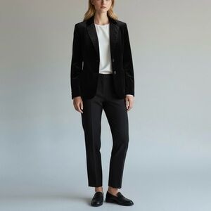 Orvis Black Velvet Blazer Size 8 Medium 2 Button Lined Cocktail Jacket